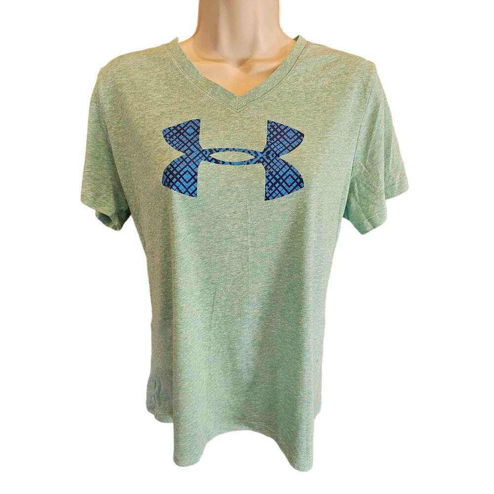 Under armour charged size M Medium women heathered blue light top active v neck